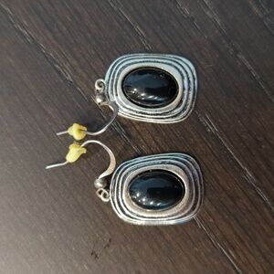 Silver and black dangle earrings